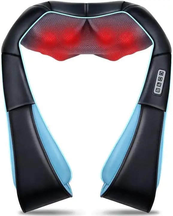 Shiatsu Neck Massager Deep Tissue Heat Therapy for Back Shoulder Neck Pain Relief 3D Kneading Massage Pillow Back and Neck Massager for Whole Body Muscles Use for Home Office and Car