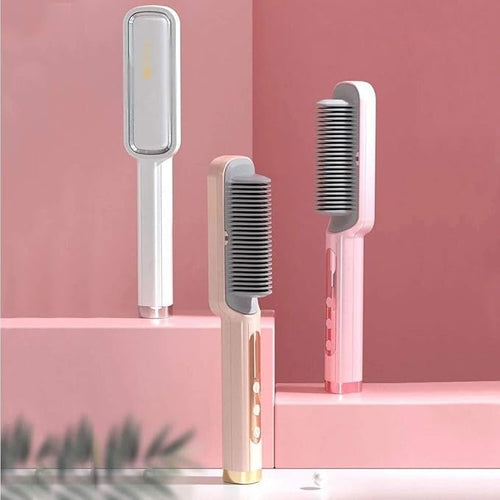 2 in 1 Electric Hot Air Comb Hair Straightener Brush Portable Multifunctional Ceramic Hair Curler Straightening Comb