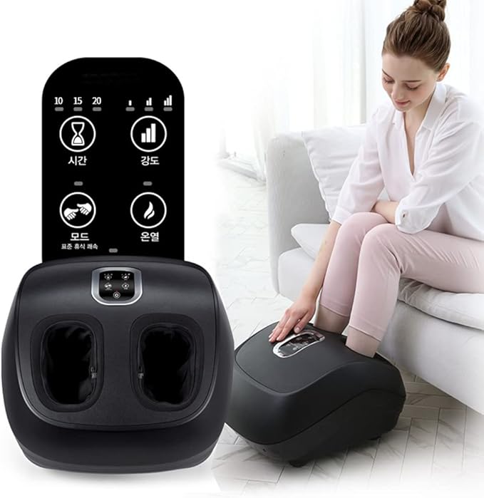 Foot Massager with Heat Shiatsu Deep Kneading Foot Rolling Massager Machine with Multiple Massage Modes &amp Adjustable Air Intensity for Home and Office Use (Black)