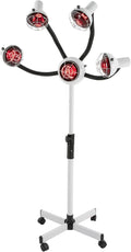 5 Head Infrared Heat Lamp750W Salon Heat Lamp Headed Lamp with 104-176℉ Temperature ControlHeight Adjust Styling Perming Dryer with 4 WheelsWhite Hairdressing Heater for Barber ShopsBeauty Salons