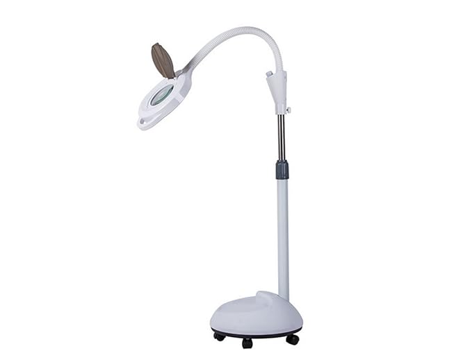Elitzia Led Cold Light Magnifying Lamp 5 Times Magnification Movable Pulley Base Beauty Lamp for Facial Care Tattoo Or Reading ETH3008(White 3 Rings Lamp Beads)