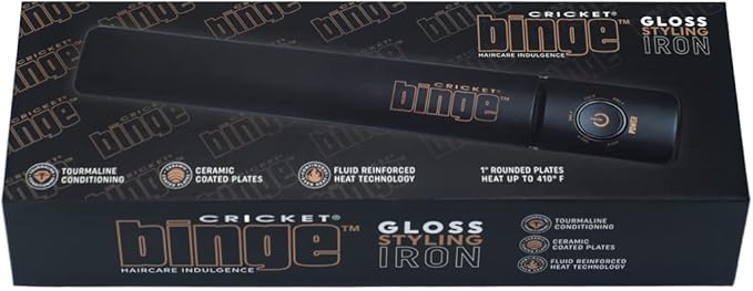 New Cricket Binge Gloss Styling Iron Ceramic Tourmaline Hair Iron Rounded Edges Hair Straightener and Curler for Curling and Straightening
