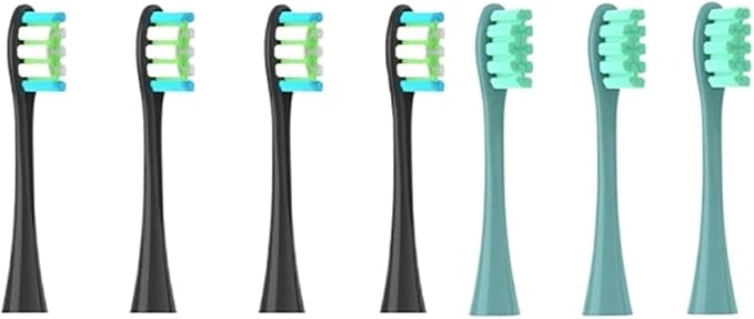 Compatible for Oclean Flow/X/X PRO/ Z1/ F1/ One/Air 2 /SE Brush Heads Soft Sonic Toothbrush Vacuum Bristle 7pcs Replacement(4Black 3Green)