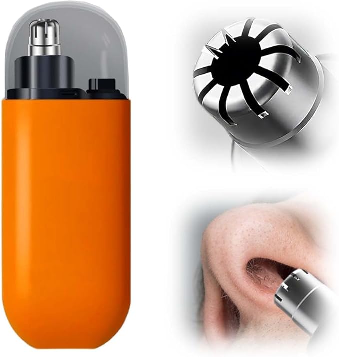 Drkicsy Rechargeable Portable Nose Hair Trimmer for Men and Women Electric Nose Hair Remover Nasal Hair Cutter Shaver (Orange)