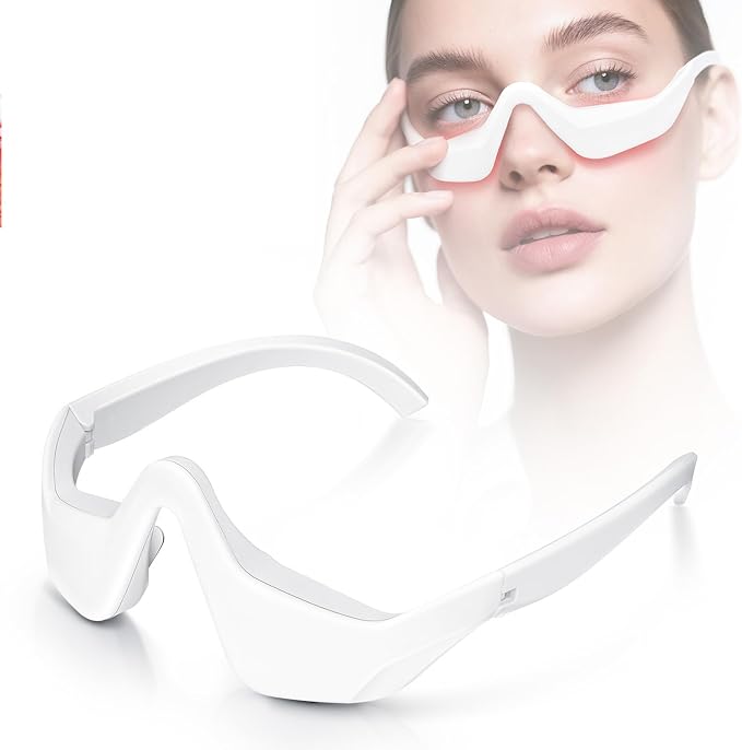 Under Eye Red Light Therapy Massager Glasses Eye Massager with 2 ModesEye Massager for Eye Bags Dark Circles Puffiness Wrinkles Fine Lines