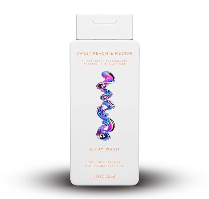 Vivid Green Store - Body Wash Sweet Peach &amp Nectar – Moisturizing Cleanser – Sulfate-Free Paraben-Free Skin-Friendly Formula – 18 fl oz Bottle