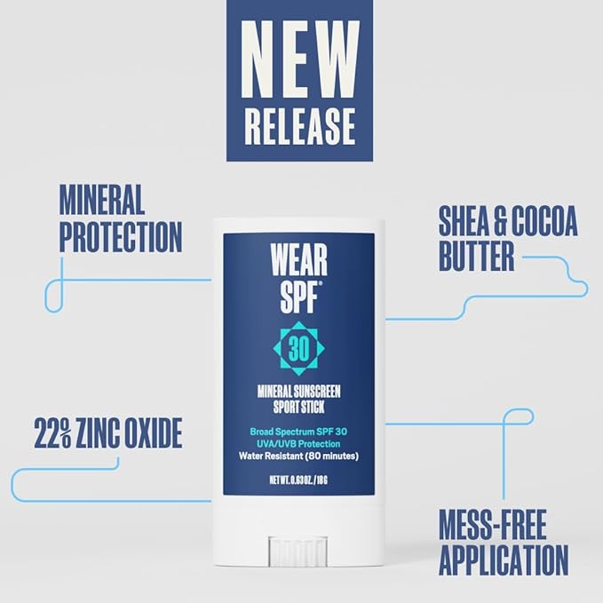 Mineral Sunscreen Sport Stick – Water-Resistant Easy-Swipe SPF 30 0.63 oz