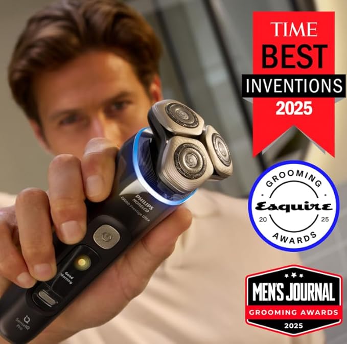 Philips Norelco Shaver i9000 Prestige Ultra Wet &amp Dry Electric Shaver Dark Slate SenseIQ Pro Technology Triple Lift &amp Cut System 360 Rotating NanoTech Precision Blades Quick Clean Pod X