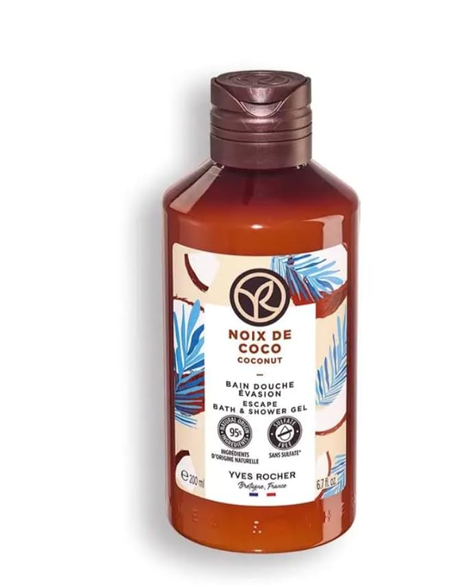 Yves Rocher Coconut Nourishing Shower Gel Body Nourishing Milk Perfumed Body Mist Spray Women Day Care 200 ml./6.7fl.oz. 100 ml./3.3 fl.oz. 390 ml./13.1 fl.oz. Set of 3 Best Gift Kit