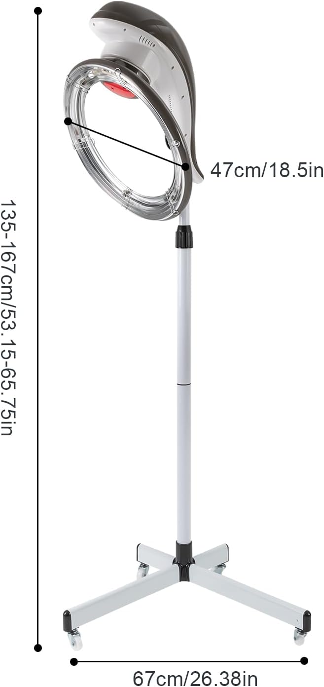 Professional Stand Hair Dryer 950W Orbiting Rotating Hair Processor w/Adjustable Height (53-66in) 3 Temp Settings &amp Timer | Salon-Grade Hooded Dryer w/Rolling Wheels for Home &amp Beauty Spa