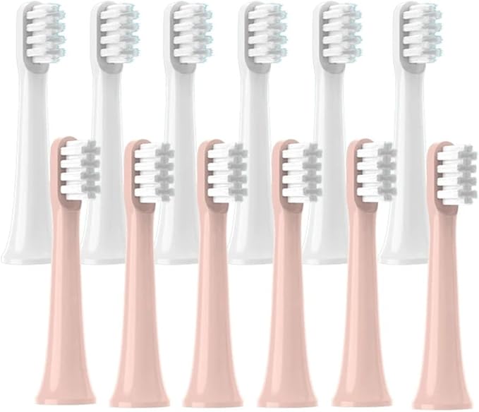 12 PCS Compatible for T100 Brush Heads Replaceable Sonic Toothbrush Soft Bristle Clean Nozzles(12Pink)