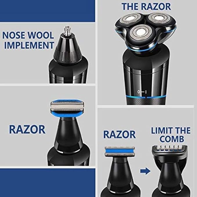 Electric Razor for Men Electric Face Shavers Rechargeable Shaving Men's Razors IPX5 Waterproof Wet Dry Rotary Shavers Beard Nose Mustache Trimmer