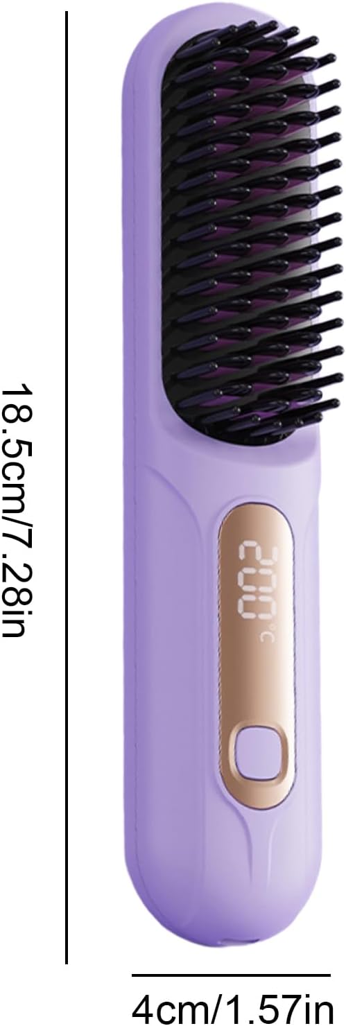Cordless Hair Straightener – 3 Temps LED Portable Styling Tool Pink Purple 18.5x4cm ABS Cermet Build 2600mAh 220V | Travel Salon Women Girls Party Business Outdoor Curling Accessory