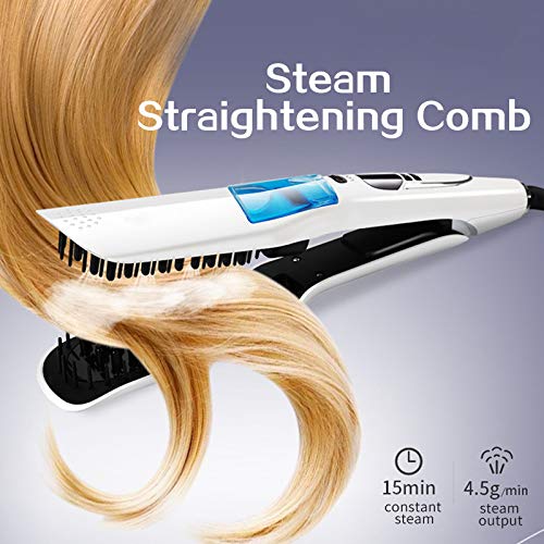 Negative Ions Hair Straightening Brush Fast Heat up for Thick Coarse Long Hair - White