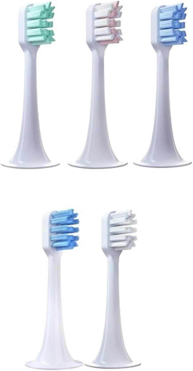 5 PCS Replacement Toothbrush Heads Compatible for Xiaomi T300 T500 Electric Teeth Brush Soft Teethbrush Nozzles(10 White Soft)