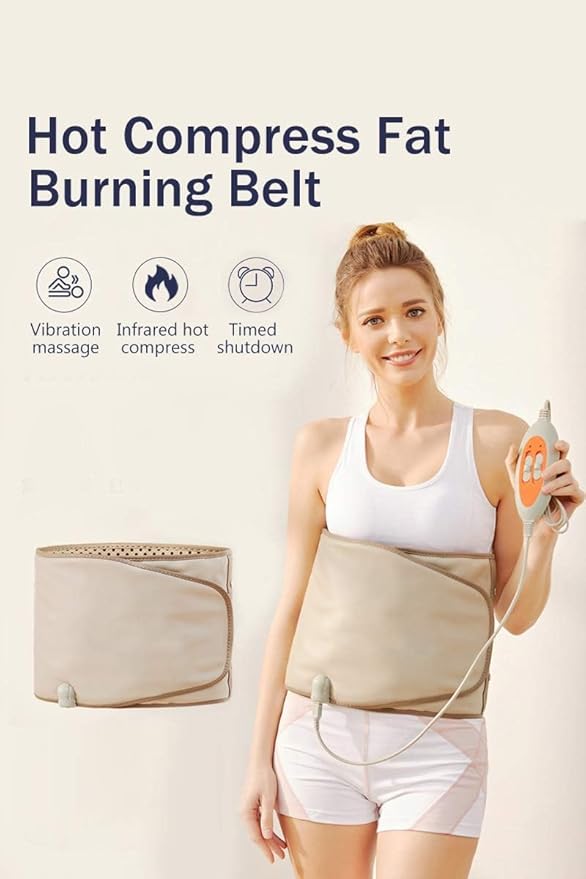 Electric Slimming Heating Belt-with 12 Natural Jade Tourmalines Hot Compress and Vibration Function-360° Full Circle Heating-Help Relieve Back and Waist Pain-50×11 Inches PU Material
