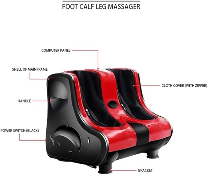 Pemberly Row Shiatsu Foot Calf Leg Massager 19.7 x 17.7 x 17.7 Plastic Construction Red Finish Adjustable Speed Settings Ergonomic Design Heating and Kneading Functions for Relaxation and