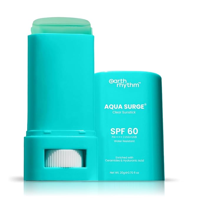 RD Earth-Rhythm Aqua Surge Hydrating Sunstick SPF 60 PA++++ | Ceramides &amp Hyaluronic Acid | No White Cast | Non-Comedogenic Vegan Sunscreen Stick | Lightweight Travel-Friendly Face Sunscreen