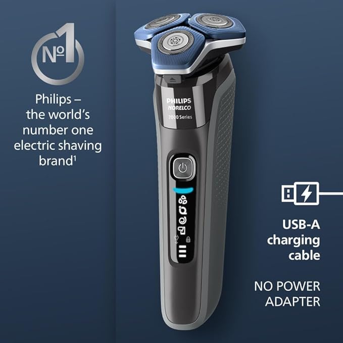 Philips Norelco Shaver 7300 Rechargeable Wet &amp Dry Electric Shaver with SenseIQ Technology Pop-up Trimmer Charging Stand Click-on Nose Trimmer &amp Travel Case S7887/92