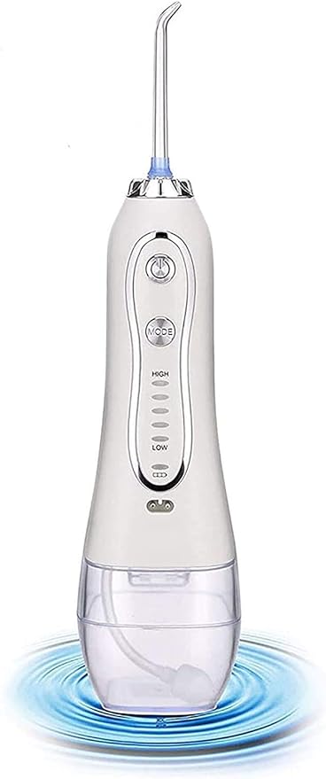 Rechargeable Water Dental Flosser Cordless: Power Teeth Cleaner with USB Cable IPX7 Waterproof Flosser for Oral Bridges Care with 5 Mode 300ML Detachable Water Tank