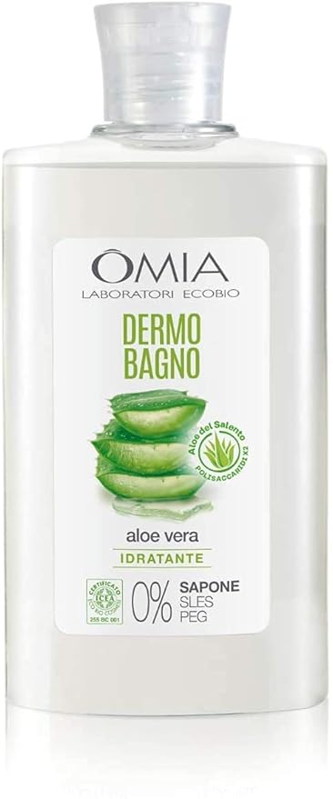 Omia Dermo Eco Bio Bath with Aloe Vera of Salento Gentle and Refreshing Body Wash Dermatologically Tested Vegan Formula and Nickel Dermatologically Tested 400ml Bottle