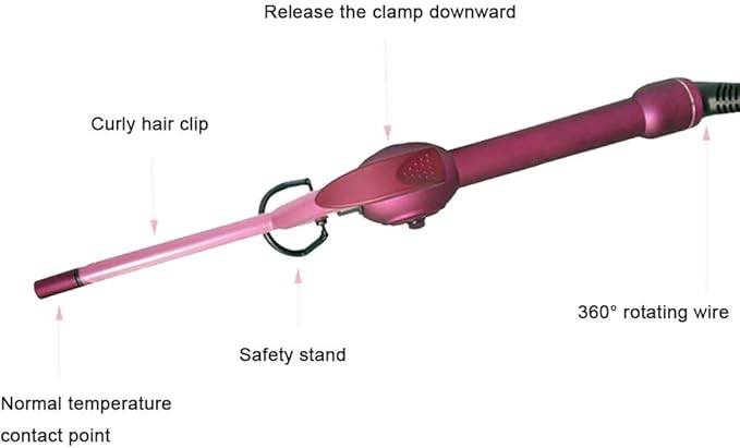 Hair Curler 9mm Ceramic Curling Iron Wand for Men/Women Short/Long Hair Small Barrel Hair Crimper Iron with 6 Temp Adjustment