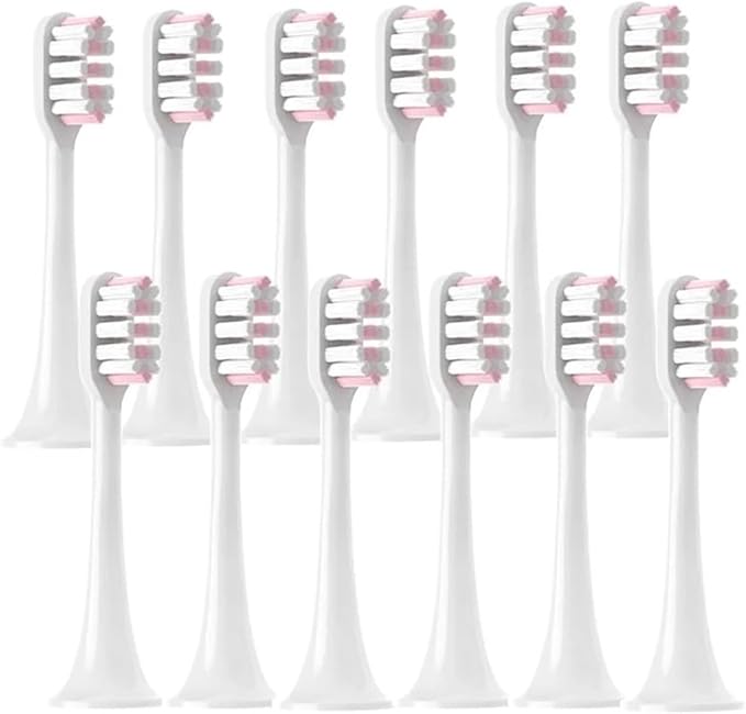 12PCS Replacement Brush HeadsCompatible for XIAOMI MIJIA T300/T500/T700 Electric Tooth Soft Bristle Caps Vacuum Package Nozzles(12Pink)