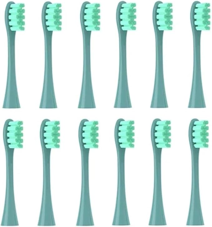 Compatible for Oclean X/X PRO/ Z1/ F1/ One/Air 2 /SE Sonic Electric Toothbrush Replacement Brush Heads Soft Bristle Nozzles Head(12 Green)