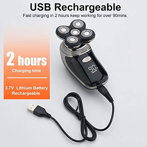 Head Shavers for Bald Men 5D Floating Heads Electric Shaver 5 in 1 Rechargeable Razors Hair Clipper Nose Ear Hair Trimmer Men Facial Cleaning Brush