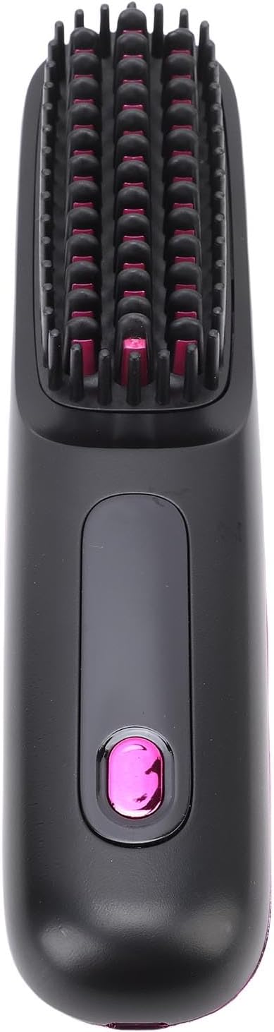 Pongnas Cordless Hair Straightener Brush LED Display Portable Hot Brush 3 Temperature Settings Type C Fast Charging All Hair Type (Black)