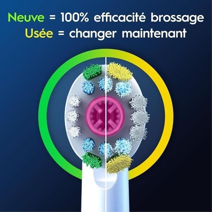 Oral-B Pro 3D White Electric Toothbrush Head X-Shaped Bristles and Unique Polishing Cup for Teeth Whitening and to Remove Surface Stains Pack of 8 Toothbrush Heads White