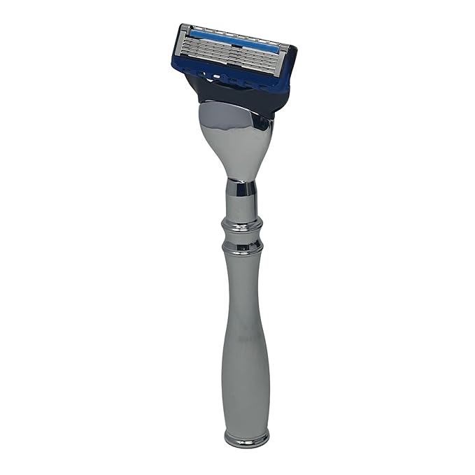 G.B.S 5 Blade Compatible Chrome Steel Shaving Razor – Weighted Handle for Maximum Control – Luxury Men's Razor for a Smooth Close Shave – Compatible with Leading 5-Blade Cartridges