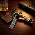 Damascus Steel Straight edge Razor Barber Salon Shaving wet shave real leather sheath for men SM151