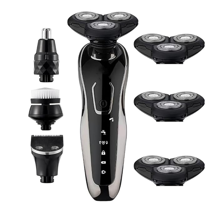 Head Shavers for Bald Men Electric Shaver For Men Hair Clipper Men's Electric Shaver Trimmer Hair Cutting Machine Razor Professional Beard Shaving Machine (Color : 4in1 Shaver 3Head)