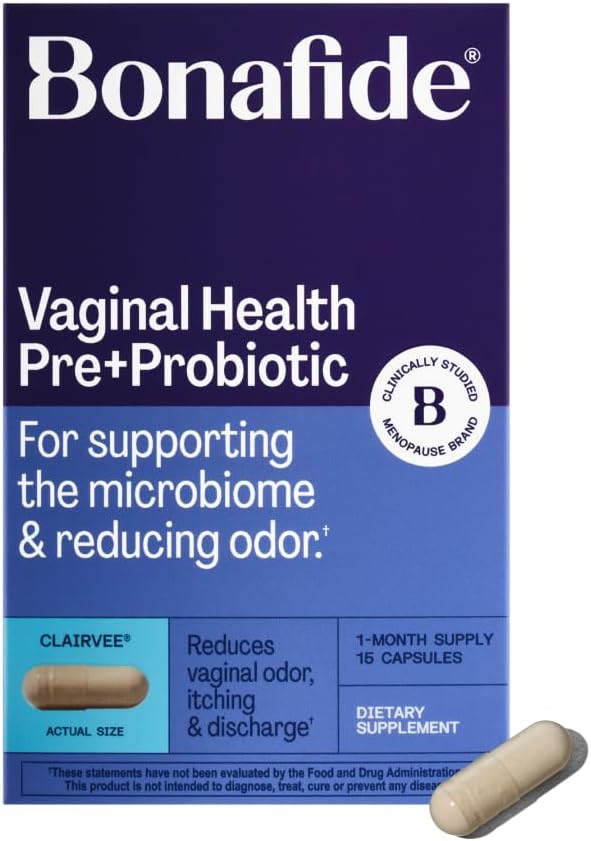 Bonafide Clairvee Vaginal Probiotic for Relief from Odor Itching &amp Discharge. — 1-Month Supply (15 Capsules)