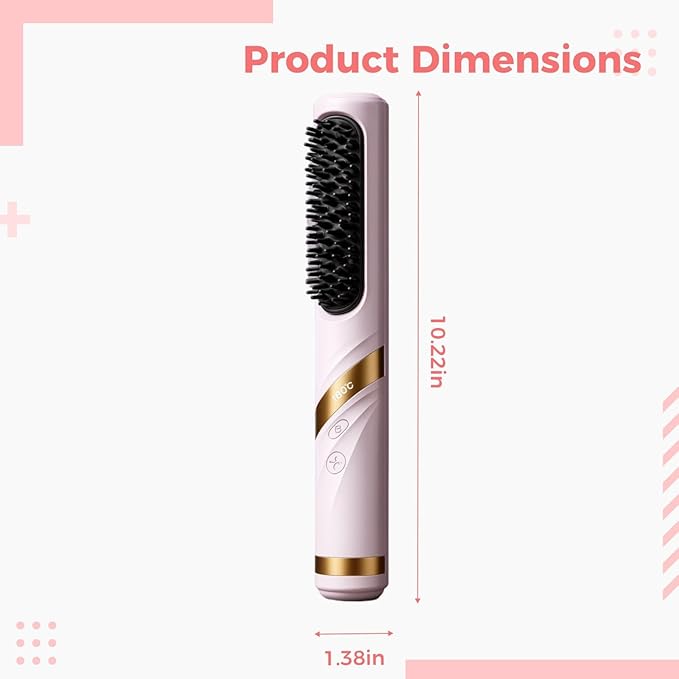 Taro Hair Straightener Brush With Cold Air 2-In-1 Styling Comb For Women 3 Heat Levels Lightweight 9 Oz For Quick Straightening &amp Curling