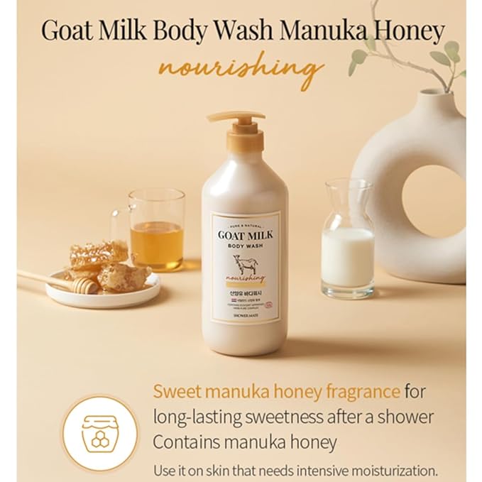 Goat Milk Body Wash Manuka Honey 27 fl oz / 800 ml (1 Pack)