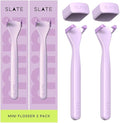 Slate Flosser Mini - Reusable Floss Pick with Gum Brush &amp Tongue Scraper Dentist-Invented PFAS/PTFE-Free Travel-Ready | Lilac Mini Flosser 2-Pack