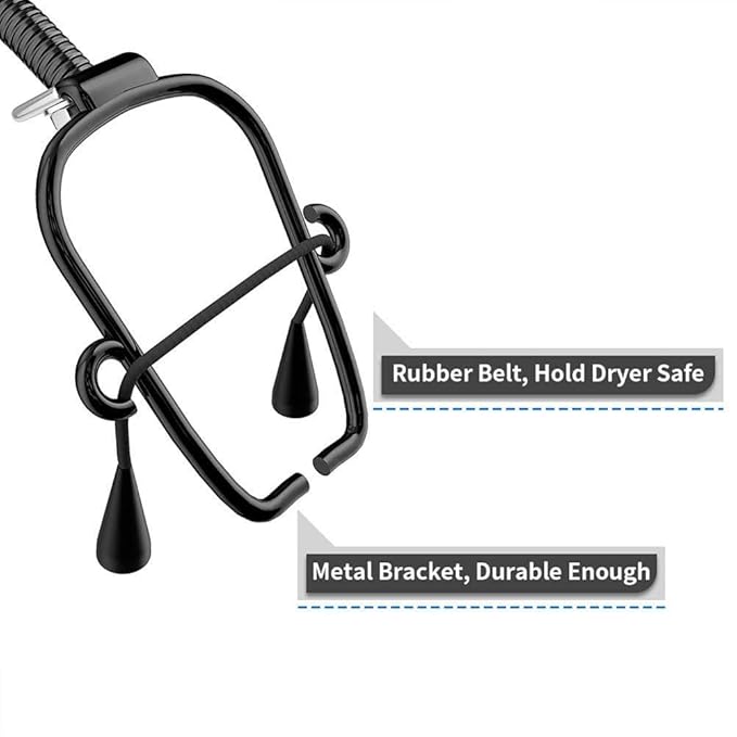 Pet Dog Grooming Hair Dryer Stand Hands Free Stainless Steel 360 Degrees Rotation with Adjustable Clamp No-Sit Haunch Bracket