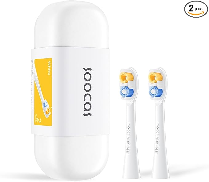 Soocas Multiclean Classic Clean Electric Toothbrush Replacement Heads Compatible with Both NEOS II and NEOS II Ultra 2 Brush Heads Pearl White