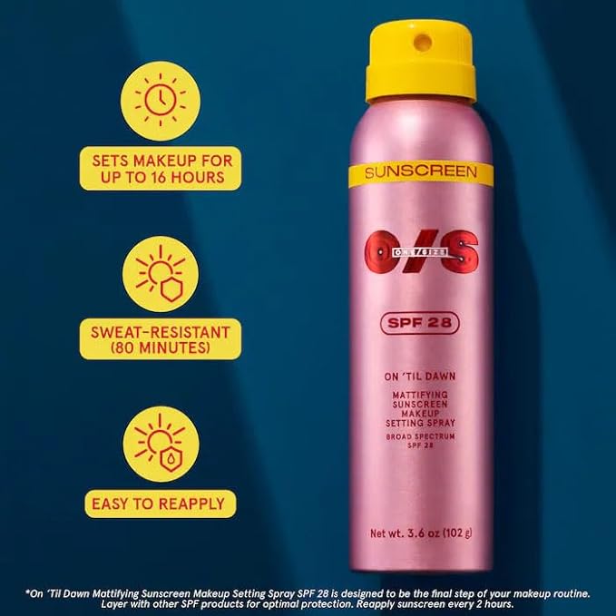 O/S by P-Starr - On 'Til Dawn Mattifying Sunscreen Makeup Setting Spray SPF 28 Long-wearing UV Protection - 3.6 oz/142 mL