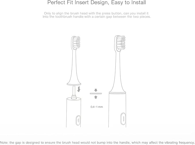 Universal Type Teethbrush Replacement Heads Compatible with Mijia T300 T500 Sonic Electric Toothbrush Head(6PCS)