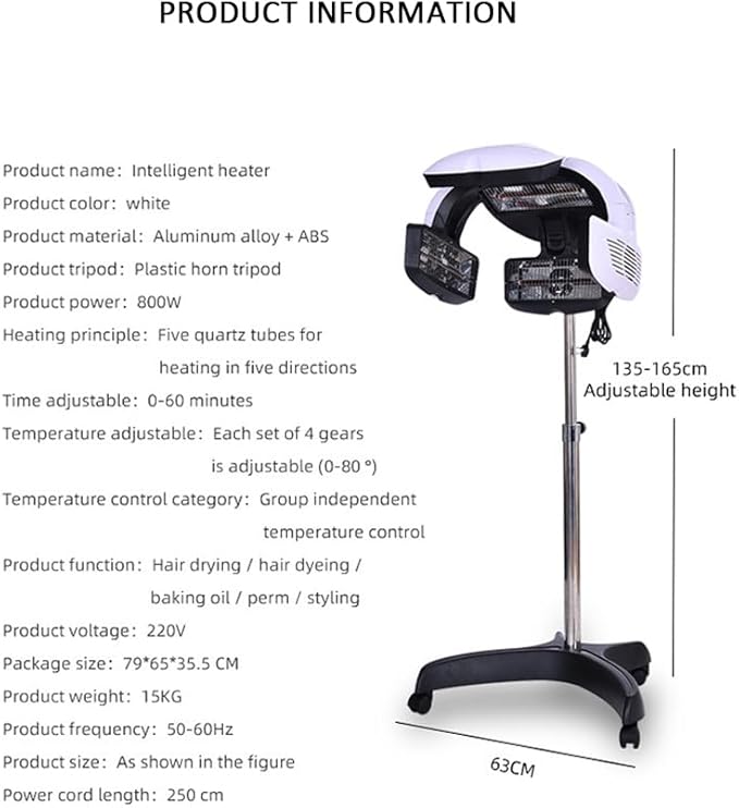 Professional Floor Standing Hair Cover Dryer Processor Temperature Perm Color Heater for Salon Hairdressing Station Spa