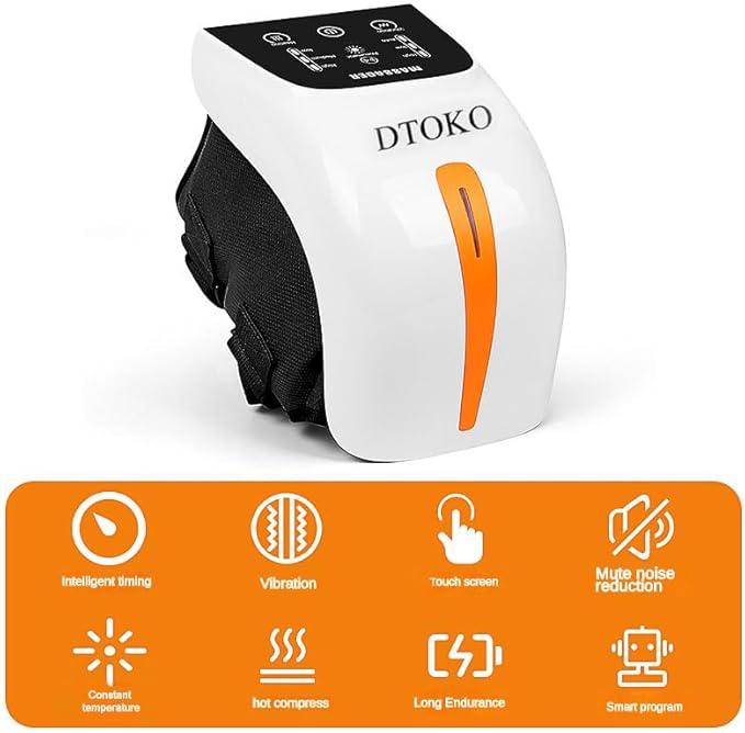 DTOKO Knee Massager -Large Screen Adjustable Temperature Cordless Knee Massagers with Heat and Vibration Portable Wearable Knee Massager Easter Women’s Day Gift for Mon -Orange