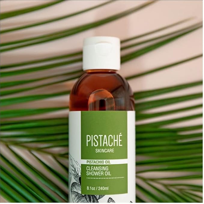 Pistaché Skincare Pistachio Oil Cleansing Shower Oil | Oil-to-Foam Formula | Moisturizing &amp Nourishing Body Wash with Vitamin E &amp Antioxidants 8.1 oz