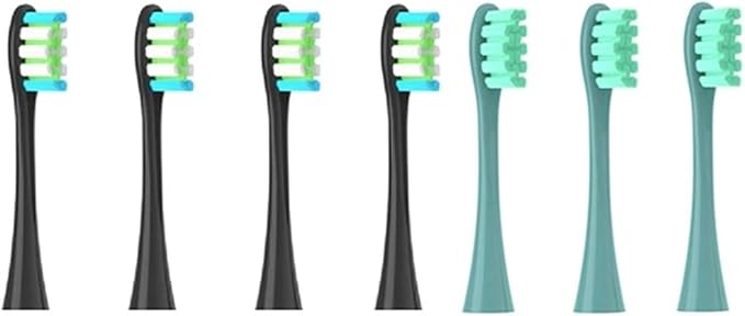 Brush Heads for Soft Toothbrush Bristle 7pcs Replacement(4Black 3Green)