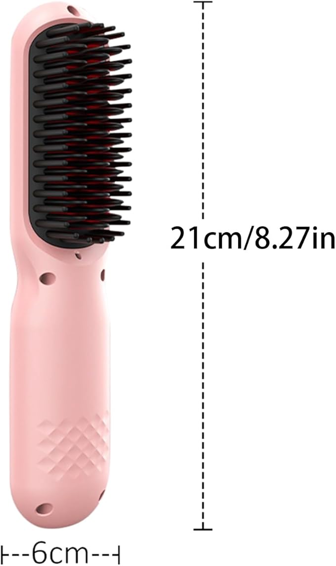 USB Rechargeable Hair Straightener Brush Fast Heating &amp 4 Temp Settings Anti-Scald Brush for Professional Home Constant Temperature Hair Tool