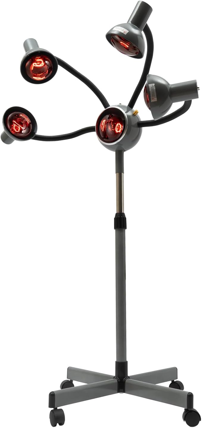 5 Head Infrared Heat Lamp750W Red Lamp Salon Hair Steamer Perming Dyeing Adjustable Height Machine for Perming Dyeing Shaping Baking Oiling Hair Care