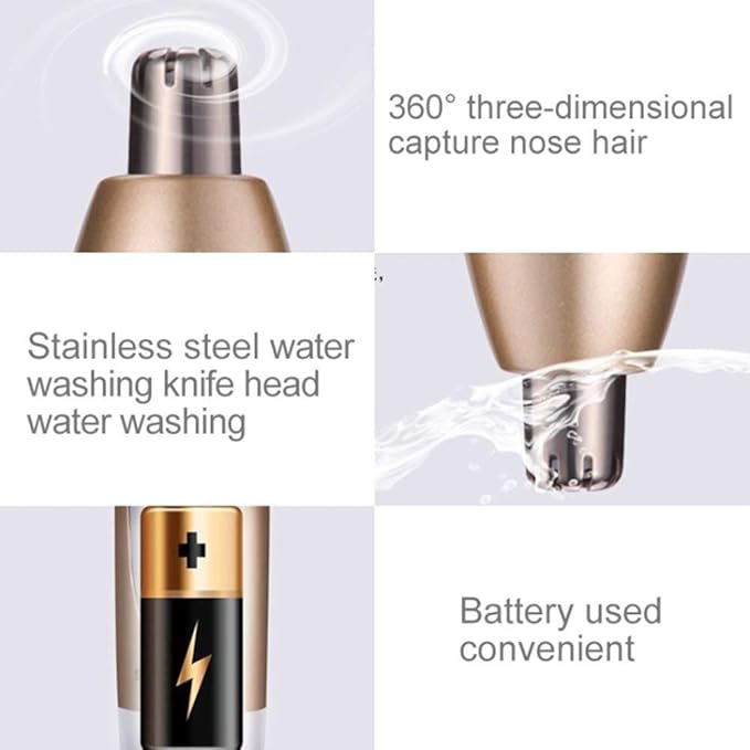 Electric Eyebrow Trimmer Ear and Nose Hair Trimmer Clipper Nose and Ear Hair Trimmer Tool with Three-Dimensional Arc Cutter Head for Travelling or on A Business Trip Easy Cleansing