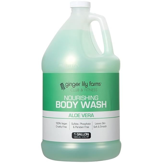 Ginger Lily Farms Club &amp Fitness Nourishing Body Wash 100% Vegan &amp Cruelty-Free Bath &amp Shower Gel for Men and Women Aloe Vera Scent 1 Gallon (128 fl. oz.) Refill